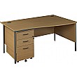 Annandale Wave H-Leg Desk With High Mobile Pedestal