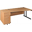 Balcary Wave Desk With Mobile Desk End Pedestal