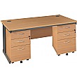 Balcary Rectangular Desk With 2 Mobile Pedestals