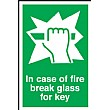 Incase Of Fire Break Glass For Key Sign