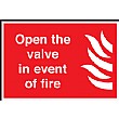 Open The Valve In The Event Of A Fire Sign