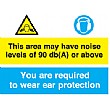This Area May Have Noise Levels Of 90db Or Above Sign