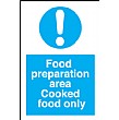 Food Preperation Area Cooked Food Only Sign