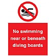 No Swimming Near Or Beneath Diving Boards Sign