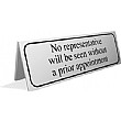 No Representative Will Be Seen Without A Prior Appointment Desktop Sign