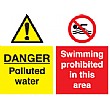 Danger Polluted Water, Swimming Prohibited In This Area Sign