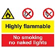 Highly Flammable No Smoking No Naked Lights Sign