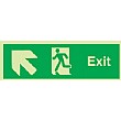 Fire Exit Up Diagonal Left Arrow Gemglow Sign