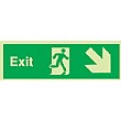 Fire Exit Down Diagonal Right Arrow Gemglow Sign