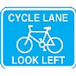 Cycle Lane Look Left Sign