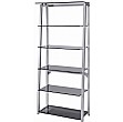 Flatline Grey Glass 5 Shelf Wide Bookcase