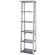 Flatline Grey Glass 5 Shelf Narrow Bookcase