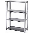 Flatline Grey Glass 3 Shelf Wide Bookcase