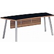 Studio Office Bow Fronted Trestle Leg Desks Walnut & Glass