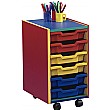 Multi Coloured 6 Tray Shallow Mobile Storage Unit