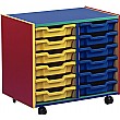 Multi Coloured 12 Tray Shallow Mobile Storage Unit