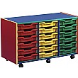 Multi Coloured 18 Tray Shallow Mobile Storage Unit