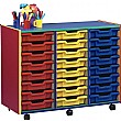 Multi Coloured 24 Tray Shallow Mobile Storage Unit