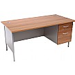 Omega H Leg Rectangular Desk With Single Fixed Pedestal