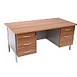 Omega H Leg Rectangular Desk With Double Fixed Pedestals