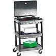 3 Shelf Black Service Trolley With Lid
