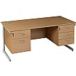 Solar Rectangular Cantilever Desks With Double Ped