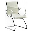 Premio White Leather Faced Cantilever Chair