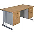 NEXT DAY Merge Cantilever Double Fixed Pedestal Desks