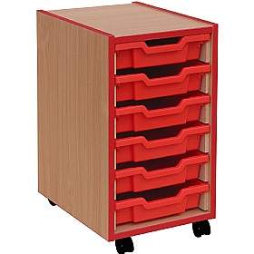 Coloured Edge 6 Tray Shallow Storage Unit