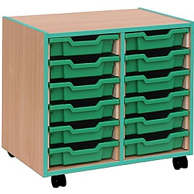 Coloured Edge 12 Tray Shallow Storage Unit