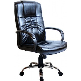 Turin Chrome Leather Faced Manager Chair