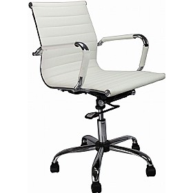 Reflex White Leather Effect Swivel Chair