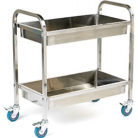 Deep Shelved Stainless Steel Tray Trolley