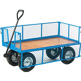 Platform Truck With Mesh Sides and Plywood Base