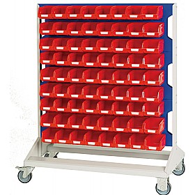 Bott Mobile Perfo Louvre Panel Rack With 144 Red Bins
