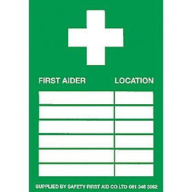 First Aiders & Location Sign