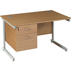 Solar Cantilever Rectangular Desks With Single Fixed Pedestal