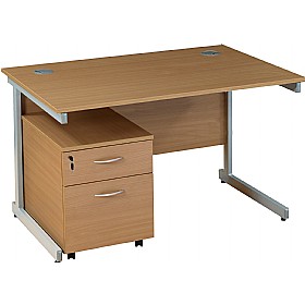 Solar Cantilever Rectangular Desks With Mobile Pedestal