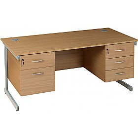 Solar Cantilever Rectangular Desks With Double Fixed Pedestals
