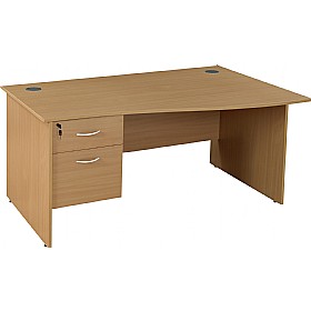 Solar Panel End Wave Desks With Single Fixed Pedestal