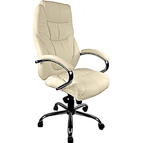 Jersey Cream High Back Executive Leather Faced Armchair