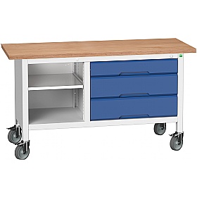 Bott Verso Mobile Storage Benches - 1500mm With 3 Wide Drawers