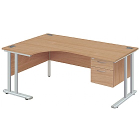 NEXT DAY Commerce II Deluxe Ergonomic Desks + Fixed Pedestal