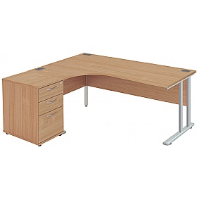 NEXT DAY Commerce II Deluxe Ergonomic Desk With Desk High Pedestal