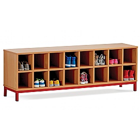 Cloakroom Storage Bench with 16 Open Compartments