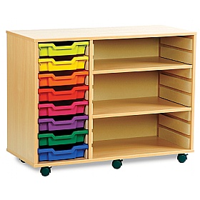 8 Tray Shallow Storage Unit With 2 Adjustable Shelves