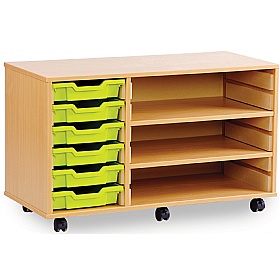 6 Tray Shallow Storage Unit With 2 Adjustable Shelves