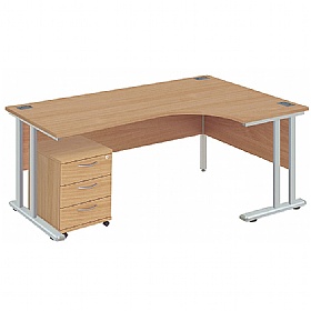 Commerce II Deluxe Ergonomic Office Desks With Mobile Pedestal