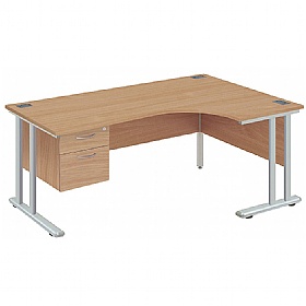 Commerce II Deluxe Ergonomic Office Desks With Fixed Pedestal