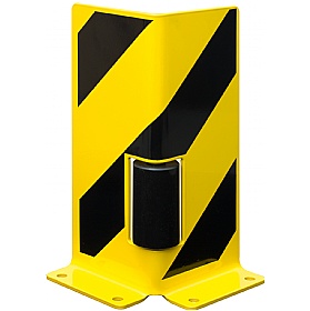 Black Bull Steel Pallet Racking Protectors With Guide Rollers - Right Angle